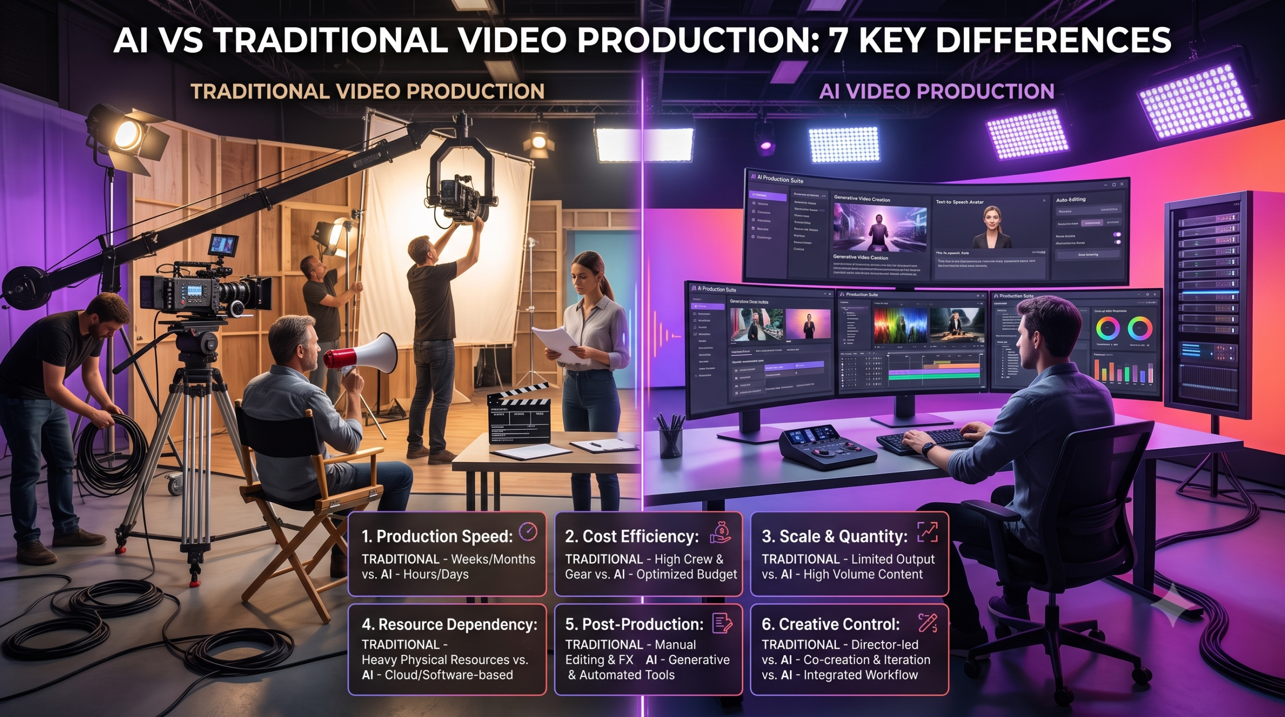 AI vs Traditional Video Production: 7 Key Differences